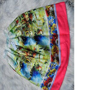 Amazon Colorful Scenic Midi Skirt